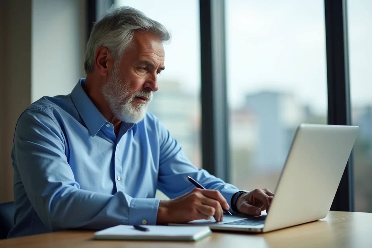 Homme d affaires remplissant des formulaires en ligne