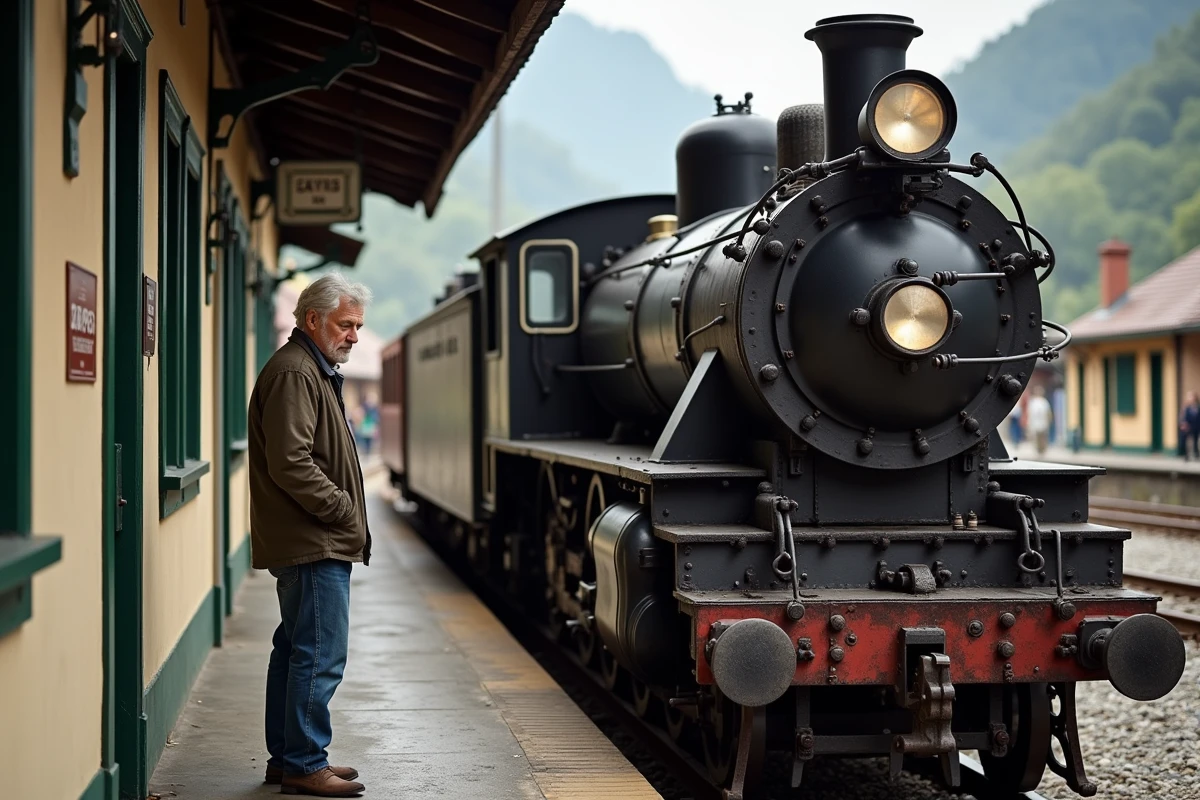 Locomotive à vapeur ancienne et patrimoine ferroviaire de la gare de Veynes dans les Hautes-Alpes