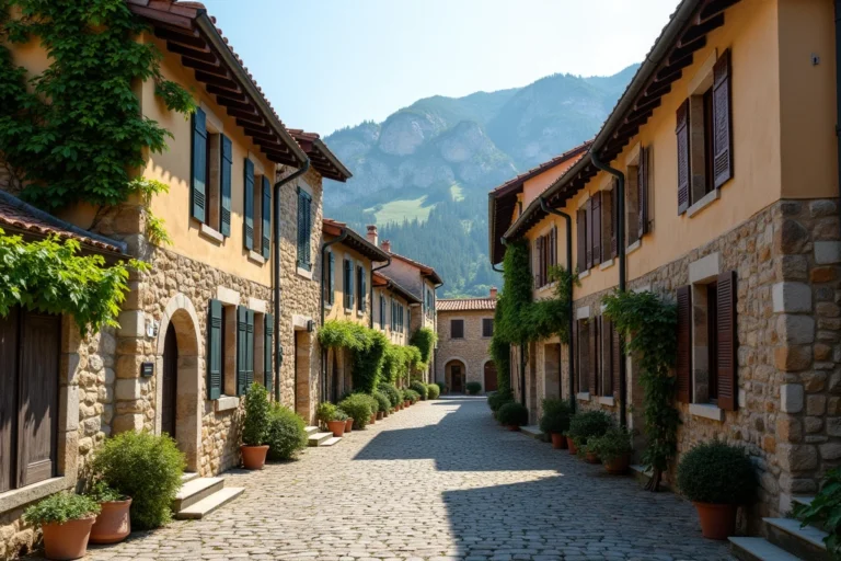 Rue pavée du village historique de Veynes avec ses maisons en pierre typiques des Hautes-Alpes